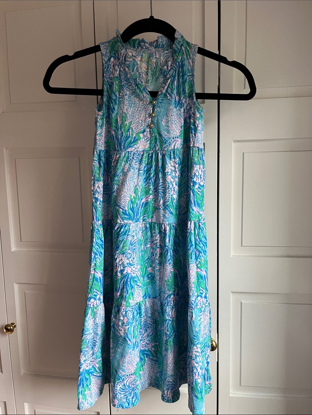 Lilly Pulitzer Blue, Green & Pink Floral Tiered Girls Dress